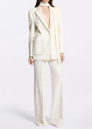 Renwick Scarf-Detailed Wool Crepe Blazer In Off-White