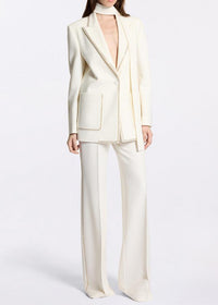 Renwick Scarf-Detailed Wool Crepe Blazer In Off-White