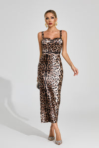 Hexis Animal Print Bustier Midi Dress