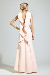 Ovelune Pink Backless Formal Dress