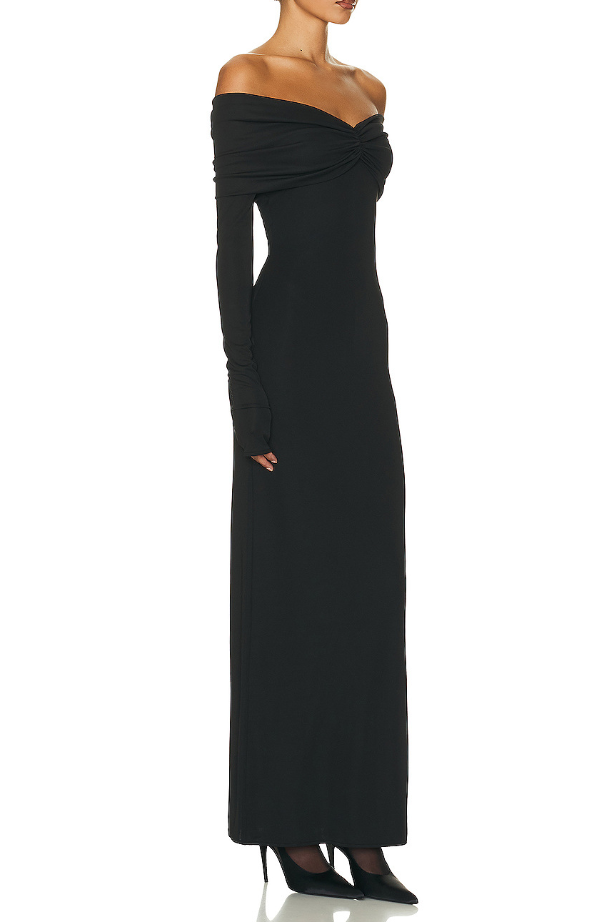 Jillie Off-The-Shoulder Strapless Smocked Maxi Dress In Black