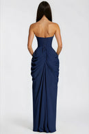 Riveno Strapless Draped High-Slit Maxi Dress