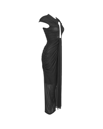 Ivanie Mesh Retro Maxi Dress In Black