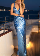Vesse Sequin Maxi Dress In Blue
