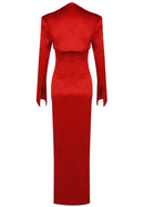 Bexlen Long Sleeve Floral Maxi Two Piece Dress In Red