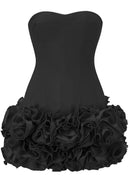 Kayra Flower-Trim Embellished Strapless Mini Dress In Black