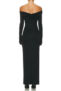 Jillie Off-The-Shoulder Strapless Smocked Maxi Dress In Black