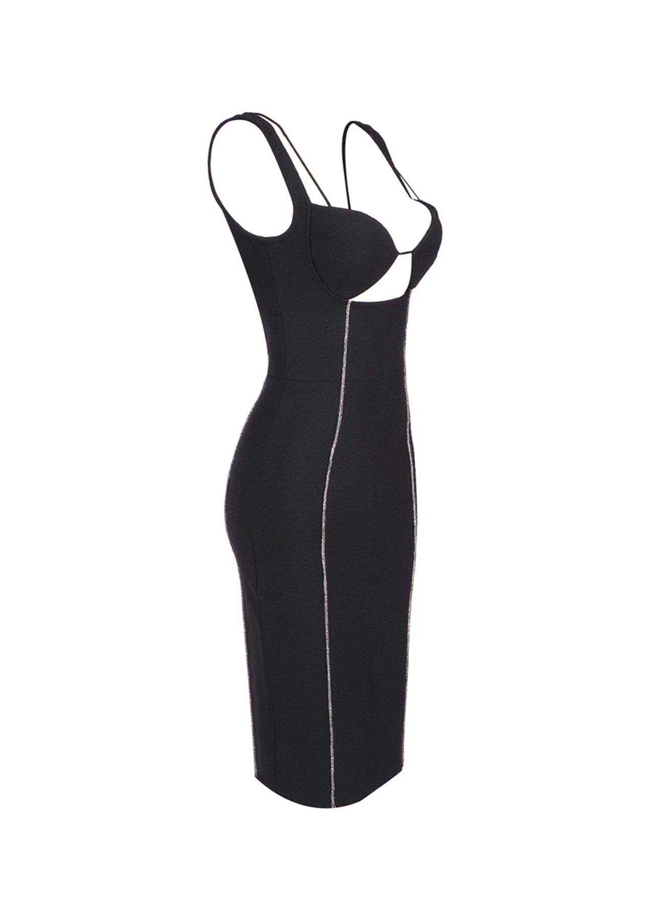 Inina Bustier Sparkly Trim Midi Dress In Black