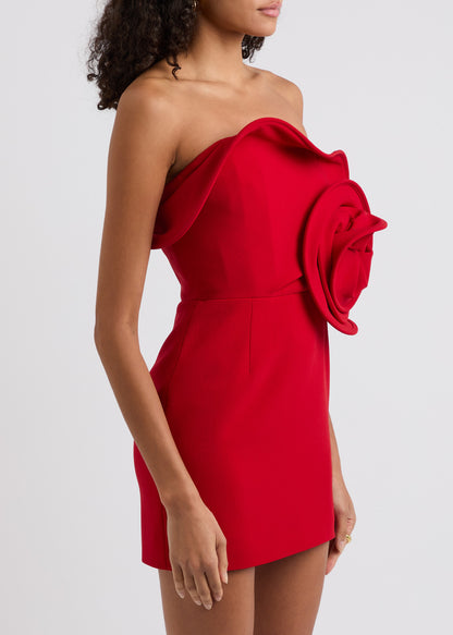 Yenphan Sculptural Rose Mini Dress In Red