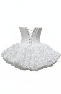 Lizzie Strapless Petal Floral Corset A Line Mini Dress In White