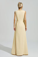 Fusako Yellow Sleeveless Rhinestone Maxi Dress