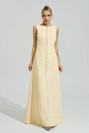 Fusako Yellow Sleeveless Rhinestone Maxi Dress