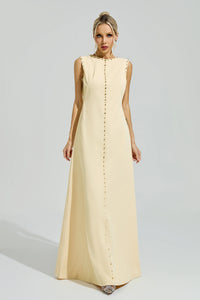 Fusako Yellow Sleeveless Rhinestone Maxi Dress