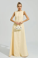 Fusako Yellow Sleeveless Rhinestone Maxi Dress
