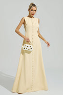 Fusako Yellow Sleeveless Rhinestone Maxi Dress