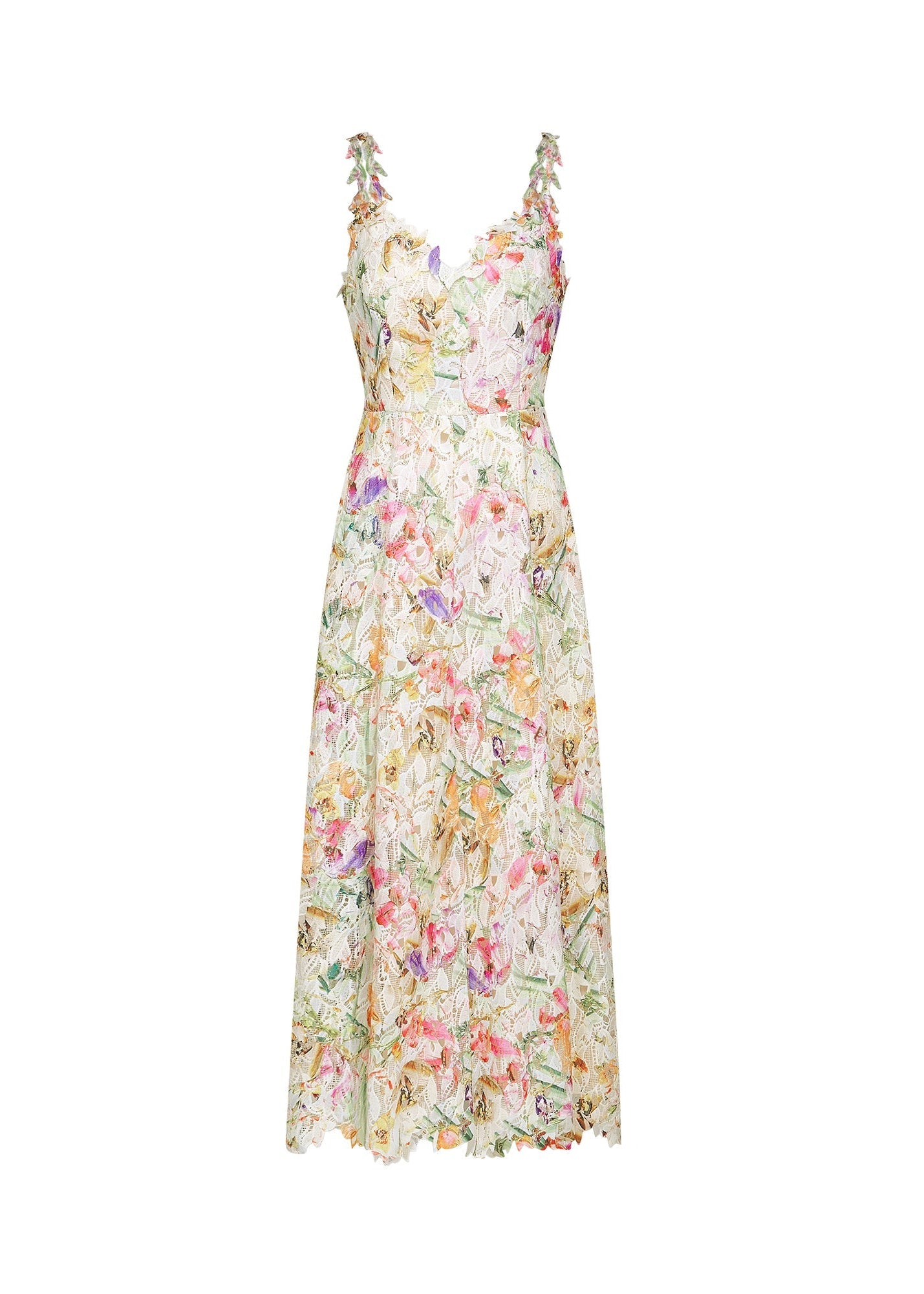Aryana Lace Floral Embroidered Midi Dress