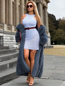 Faeldrin Halter Backless Bandage Midi Dress In Lavender