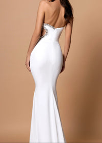 Folami Strapless Crystal Detail Maxi Dress In White