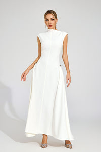 Quintus Sleeveless Irregular Hem Maxi Dress In White