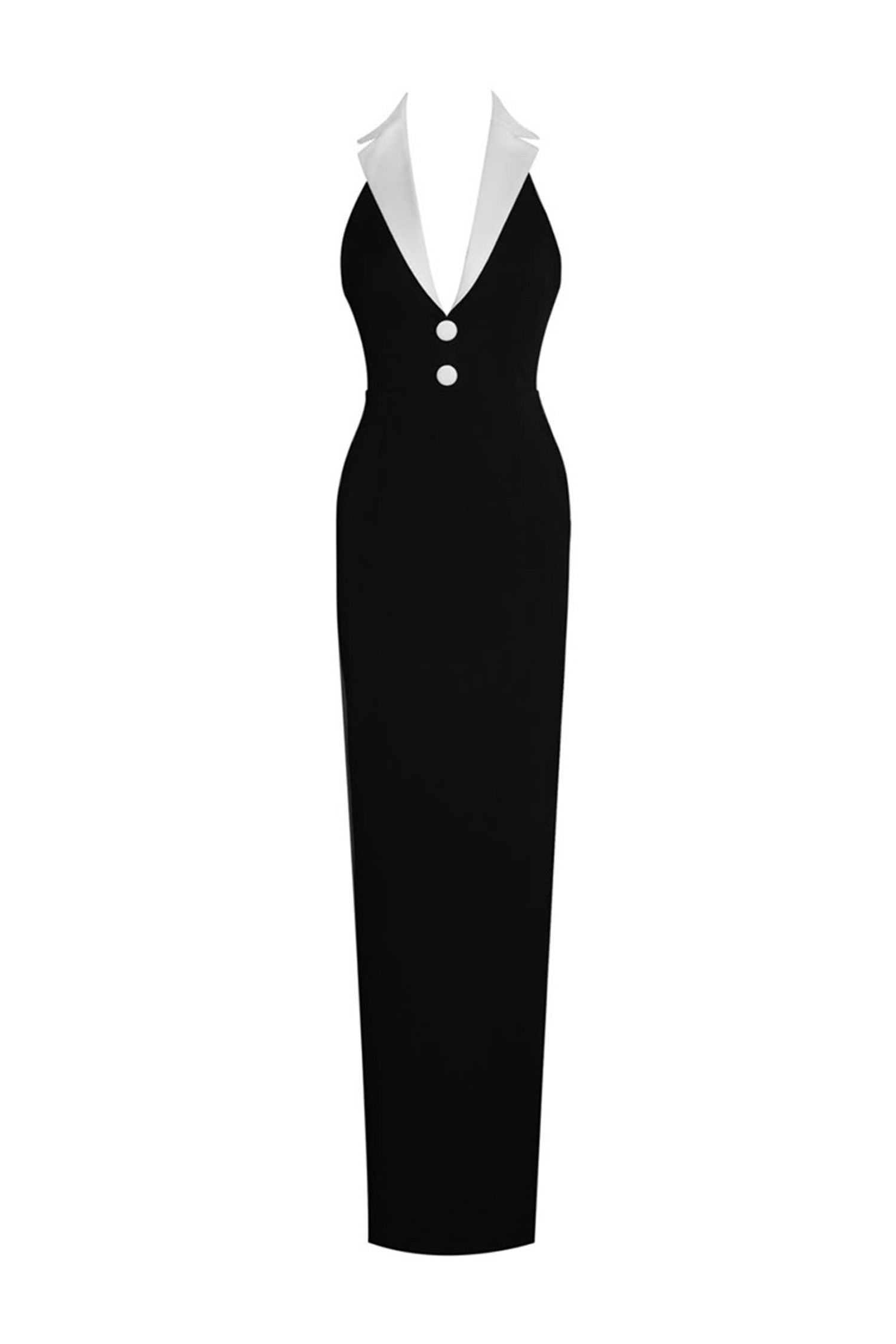 Faelar Contrast Collar Bandage Maxi Dress In Black