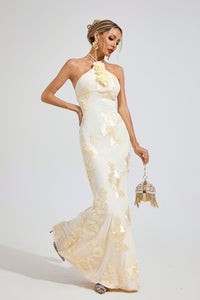 Ritera Raw White Strapless Maxi Dress