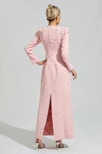 Bethel Pink Diamond Long Sleeve Maxi Dress