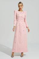 Bethel Pink Diamond Long Sleeve Maxi Dress