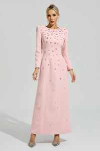 Bethel Pink Diamond Long Sleeve Maxi Dress