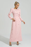 Bethel Pink Diamond Long Sleeve Maxi Dress