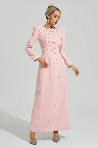 Bethel Pink Diamond Long Sleeve Maxi Dress