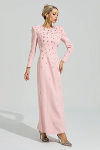 Bethel Pink Diamond Long Sleeve Maxi Dress