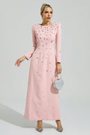 Bethel Pink Diamond Long Sleeve Maxi Dress