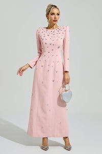 Bethel Pink Diamond Long Sleeve Maxi Dress