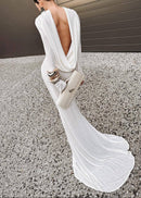 Fares Long Sleeve Backless Maxi Dress In White