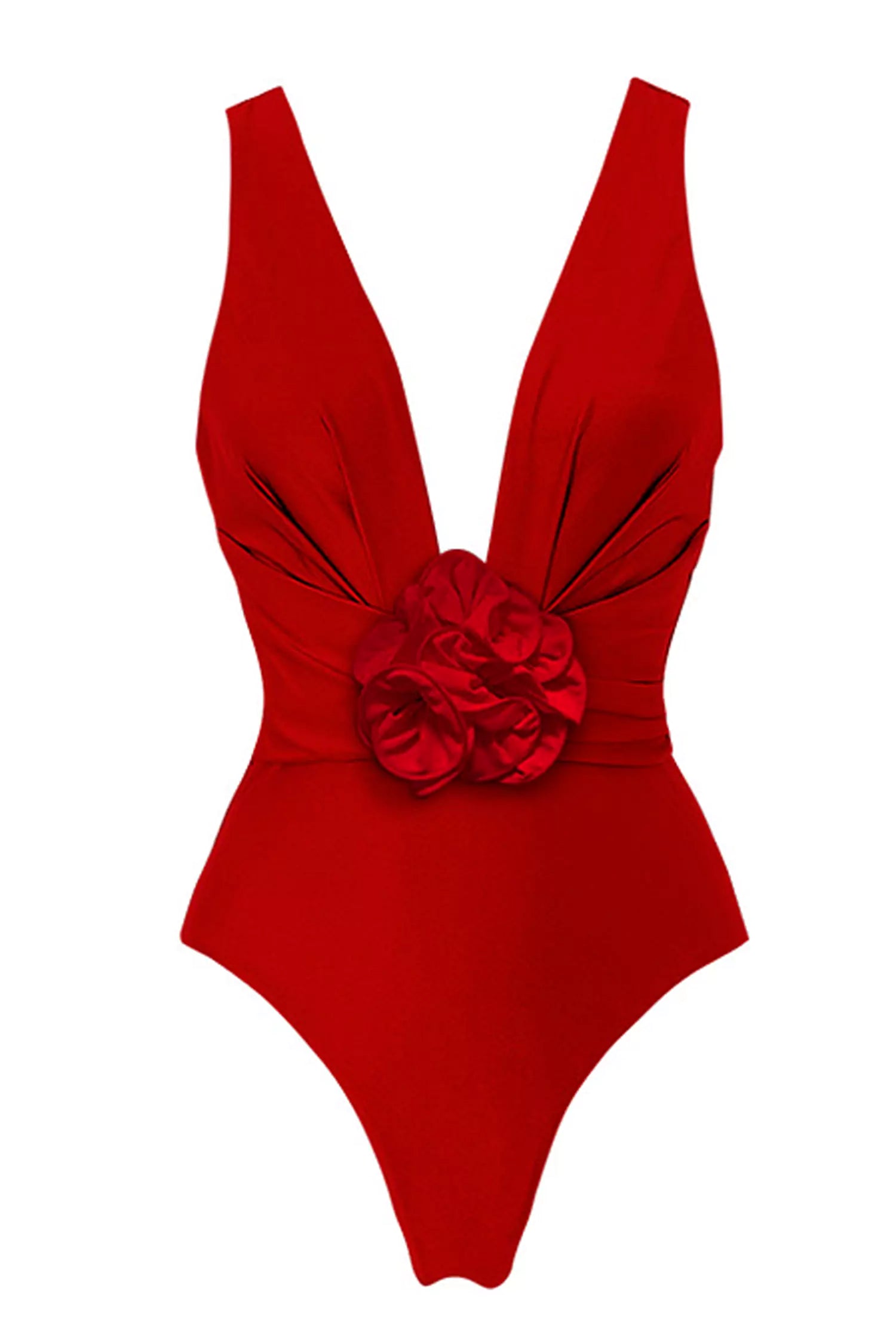 Eva Red Rose V-neck One Piece Swimwear