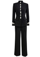 Gradia Long Sleeve Crystal Detail Suit In Black