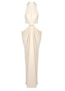 Emanar Draped Cutout Detail Maxi Dress In Ivory