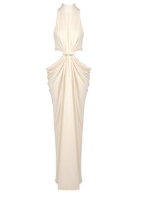 Emanar Draped Cutout Detail Maxi Dress In Ivory