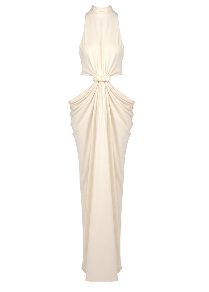 Emanar Draped Cutout Detail Maxi Dress In Ivory