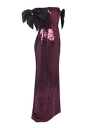 Ediva Bow Detail Bardot Sequin Maxi Dress In Brown