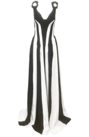 Aibhne Floral Detail Corset A Line Maxi Dress In Black White