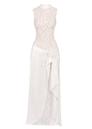 Velyxra Lace Floral Detail Maxi Dress In White
