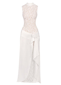 Velyxra Lace Floral Detail Maxi Dress In White