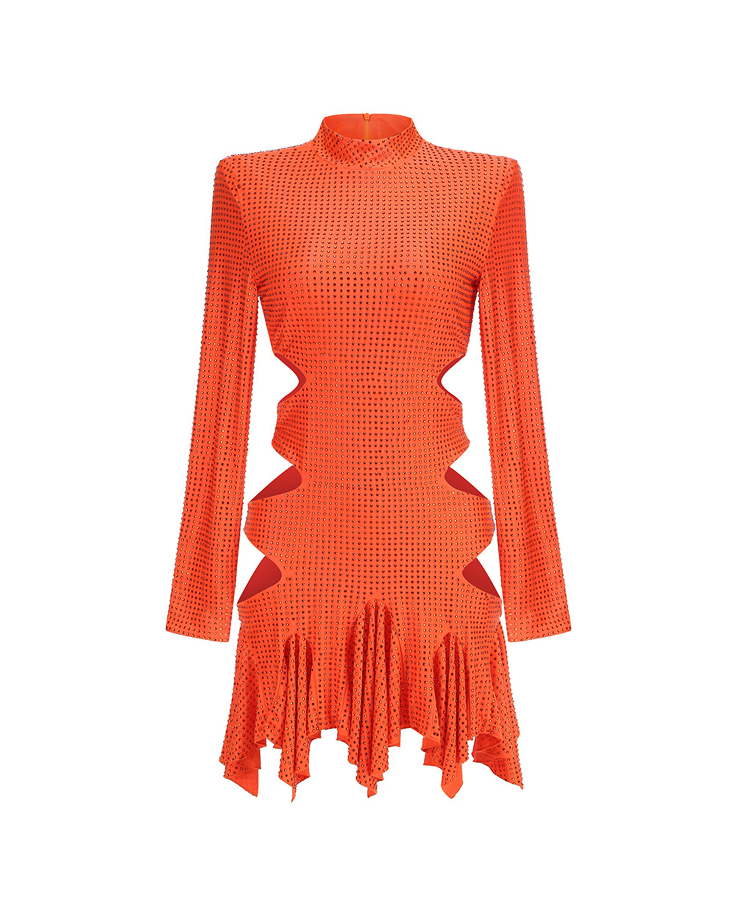 Larkin Rhinestones Embelllished Mini Dress In Orange