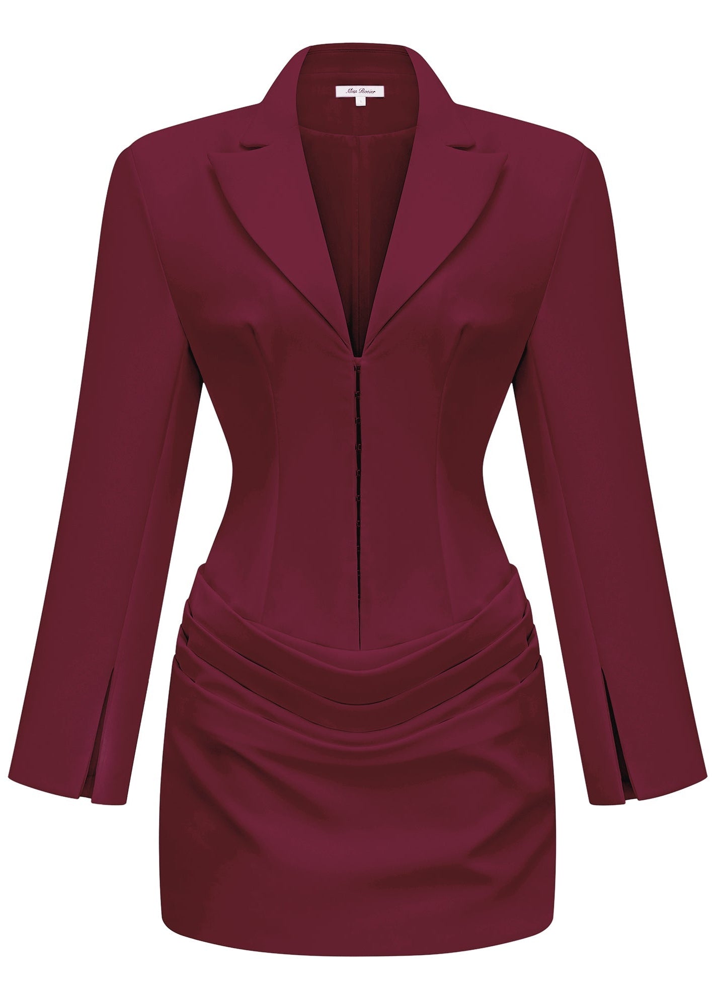 Aleksandra Burgundy Ruched Blazer Mini Dress