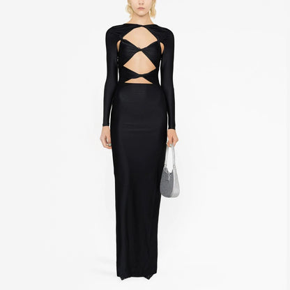 Eliana Twisted Long-Sleeve Cutout Maxi Dress