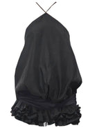 Aerthos Halter Ruffle Mini Dress In Black
