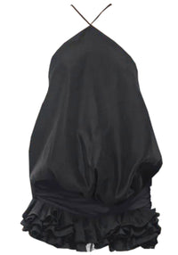 Aerthos Halter Ruffle Mini Dress In Black