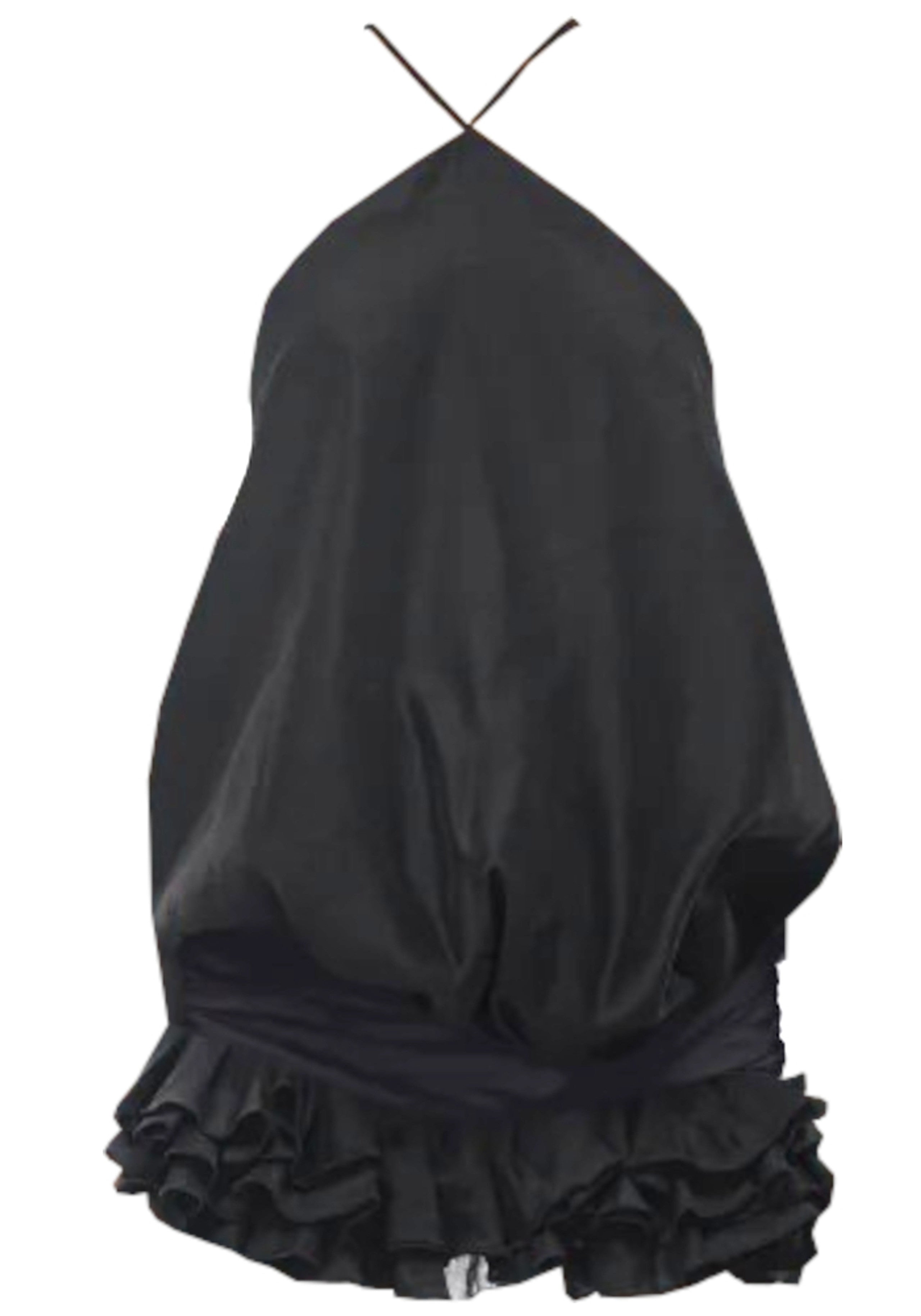 Aerthos Halter Ruffle Mini Dress In Black