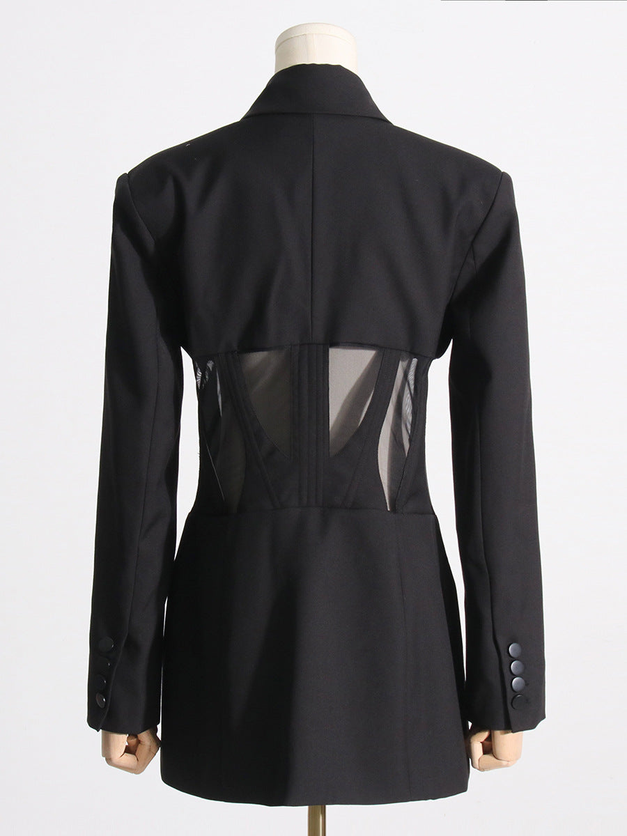 Flavio V-Neck Corset Jacket In Black
